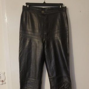 Genuine Black Leather Pants 7/8 Tall